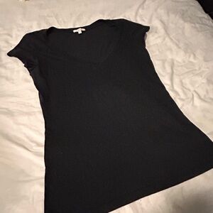 dELiA*s Black Short Sleeve V-Neck Tee
